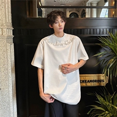 新款美式潮牌街头小众纯棉重磅t恤短袖男女时尚痞帅百搭宽松上衣，男装T恤，星座1013