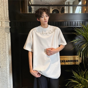 新款美式潮牌街头小众纯棉重磅t恤短袖男女时尚痞帅百搭宽松上衣图片
