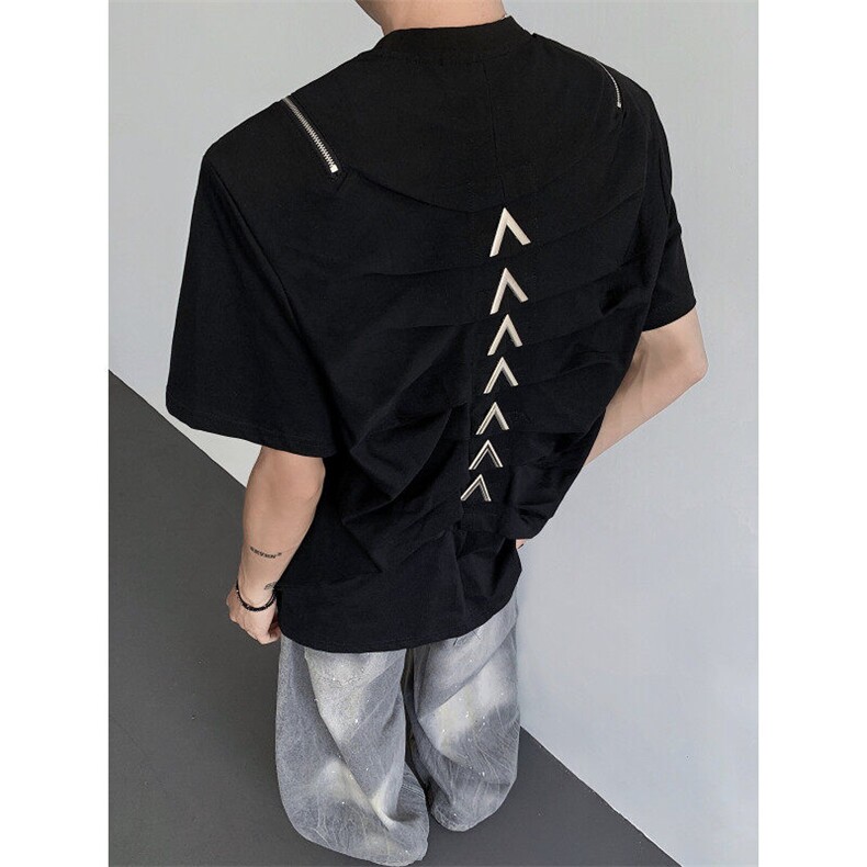 25设计感立体脊背男士金属重工立体裁剪男士短袖T恤dx246-p88,男装T恤,电商B288