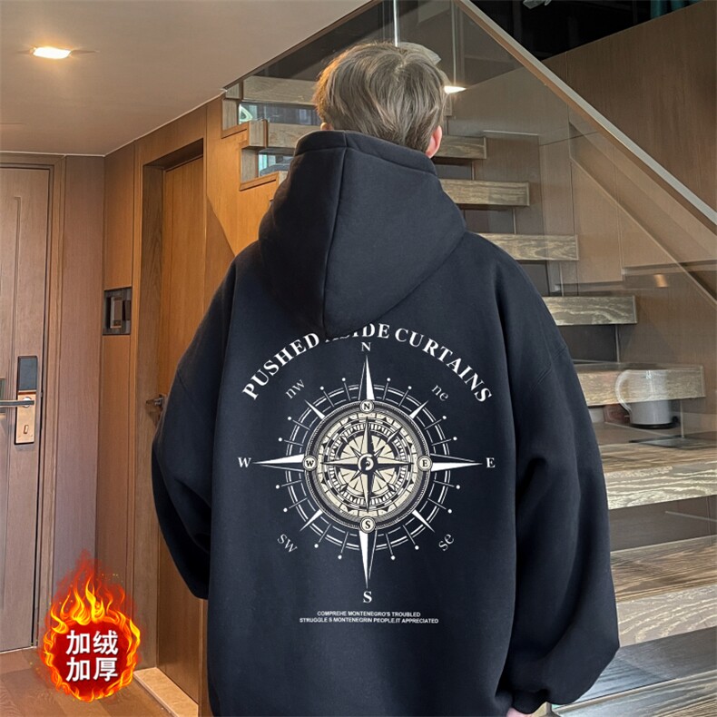 美式重磅华棉男士ins宽松连帽卫衣XZ310B-W643-P50加绒P60，男装卫衣，星座310B