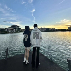 网图现货  美式宽松连帽刺绣卫衣男W16/P52图片