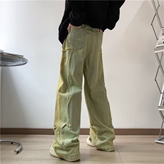 高街嘻哈复古水洗做旧牛仔裤男毛边设计潮牌宽松拖地裤TN863-P52，男装牛仔裤，星座1001-1