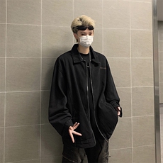水洗黑色短款牛仔外套男春秋痞帅高级感棒球服飞行员夹克JK3360，男装夹克，星座1116A-1（原606A）