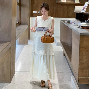 时尚假两件无袖连衣裙女洋气2025夏新款高级感百搭温柔背心裙图片