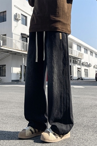 2025年秋季新款美式复古工装拼接牛仔宽松直筒休闲裤阔腿805-P44图片