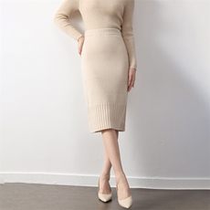 2025年秋季百搭时尚百搭通勤简约休闲多股下抽条裙，女装半身裙，举月羊绒