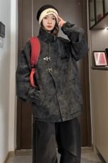 PY218/P85新款2025新中式扎染皮衣休闲男女宽松百搭复古高街外套，男装皮衣，电商基地A050