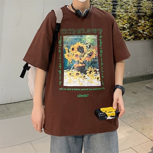 1港风休闲运动情侣大码中性潮短袖T恤男DT7707P25控38图片