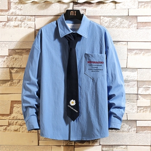 LC42110-P45 加绒款P55痞帅领带长袖衬衫男士大码dk制服男jk 砖墙图片