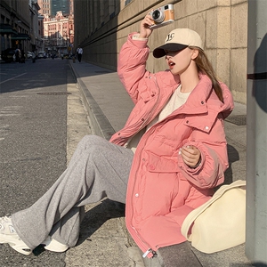 现货-2023年冬季90白鸭绒中长款羽绒服外套女图片