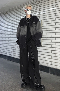 美式vibe复古渐变牛仔夹克男秋冬季潮牌高街痞帅宽松休闲工装外套图片