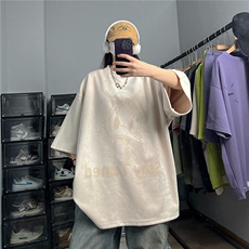 麂皮绒落肩T恤-原版品质-罗纹领口，男装T恤，星座506A