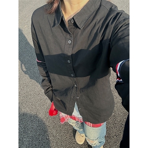 新款现货 织带长袖新休闲衬衫100棉成衣水洗上衣 CS322-P40图片