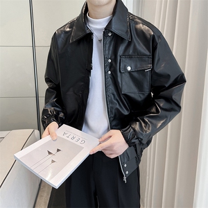 痞帅Pu皮衣小众设计感潮牌皮夹克男机车服秋冬高街外套JK0631-P75图片