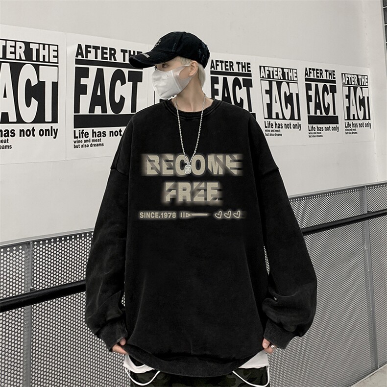 美式潮牌重磅水洗做旧圆领卫衣力推大码男BK5548-P58加绒P66,男装卫衣,星座517A