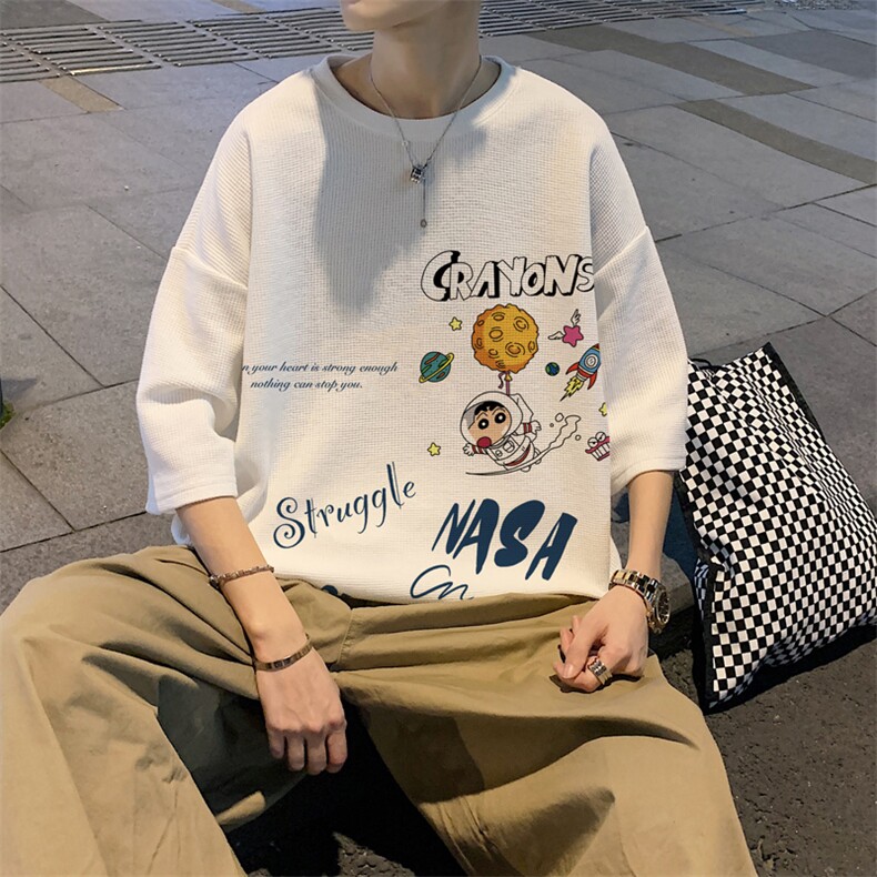 ！华夫格短袖T恤男士港风克莱因蓝体恤衫男大码HT20-P25,男装T恤,电商B367