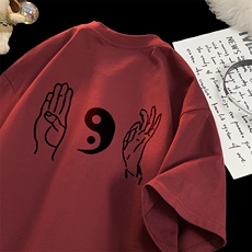 已做版权风八卦手重磅圆领新中式宽松休闲短袖t恤T69-P28，男装T恤，星座205-5