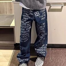 潮牌新款个性字母牛仔裤嘻哈痞帅长裤-NZ7062-网络图，男装牛仔裤，星座1002-2