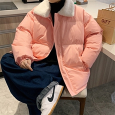 情侣冬季男士羊羔毛翻领棉衣男纯色港风面包服棉服A071-Y277-P115，男装棉衣，电商A071