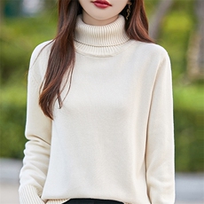 时尚百搭女士纯棉高领针织衫修身显瘦长袖毛衣，女装针织衫/毛衣，斯美雅电商供货