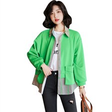 2022春装新款宽松洋气拼接衬衫假两件时尚小众设计女，女装衬衫，深水步