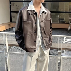 复古宽松短款PU皮衣外套男痞帅上外套MA15P63，男装夹克，星座1116-2