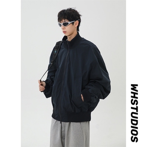 港风日系复古设计感拼接高领开衫夹克外套 XZ213-JK4000-P60控88图片