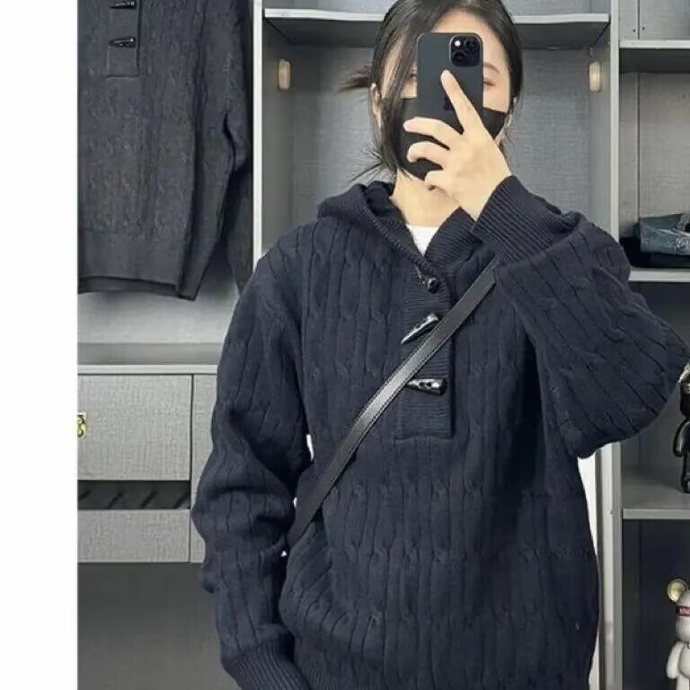 MY65-P652025秋季新款设计感小众时尚连帽针织衫男女宽松套头,男装针织衫/毛衣,电商B323A