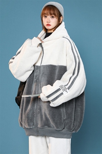 冬款潮加绒加厚棉衣绒里羊羔绒百搭连帽外套男女 921-P110控价158图片