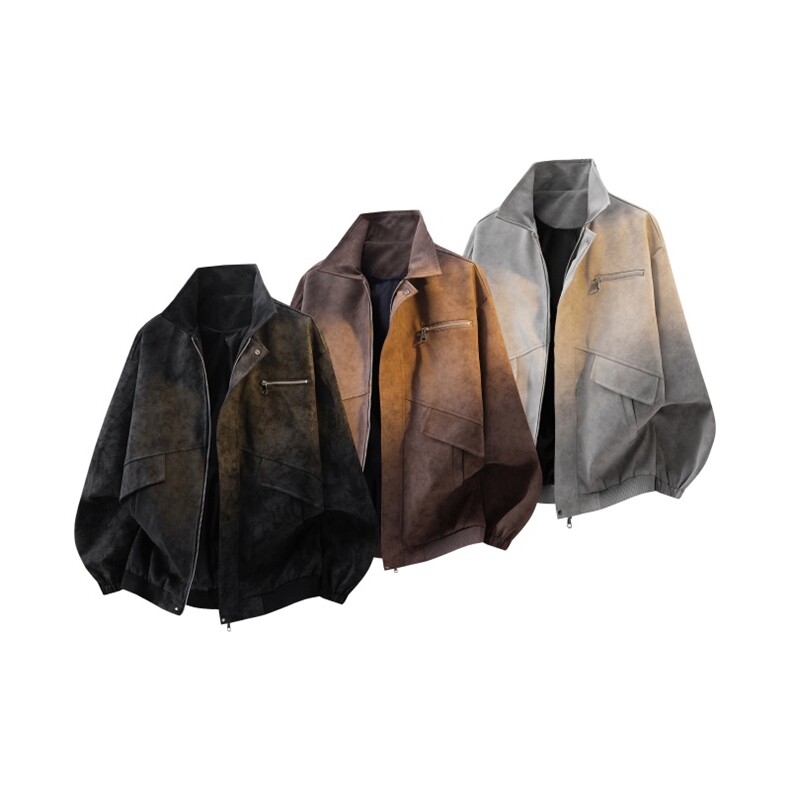 PY2618/P85春装新款现货皮衣男宽松大码潮雾面皮夹克外套，男装夹克，电商A141