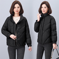 红色立领羽绒服女2024冬季新款中年妈妈高端洋气小个子白鸭绒外套，女装羽绒服，木橙西子