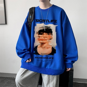 华夫格卫衣圆领卫衣男大码长袖t恤男外套 HW76213-P30加绒款-P40图片