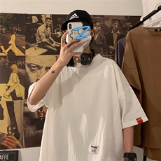 2026夏装新款立体裁剪拼接宽松棉麻短袖五分袖T恤YM08/P30白，男装T恤，电商A094