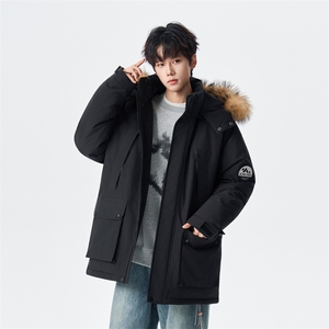 羽绒服男中长款冬情侣加厚连帽工装白鸭绒外套 XZ309 Y95701 P288图片