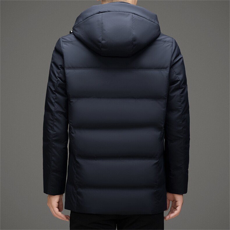 新款中老年可脱卸帽中长款羽绒服外套男中年羽绒服大衣限价368元,男装羽绒服,钱塘723