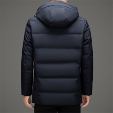 新款中老年可脱卸帽中长款羽绒服外套男中年羽绒服大衣限价368元，男装羽绒服，钱塘723