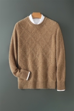 秋冬新款100%羊毛衫男圆领厚宽松纯色针织毛衣大码打底衫羊绒衫，男装羊毛衫，德晨羊绒