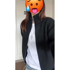 重磅秋冬北极绒双拉链毛衣开衫美式复古休闲慵懒风宽松针织衫外套，男装针织衫/毛衣，电商A486