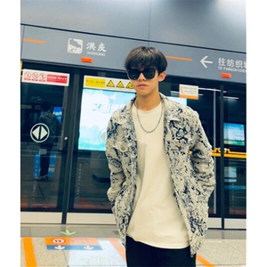 春秋小众破坏风流苏花卉牛仔外套男重工刺绣宽松翻领夹克 J8012图片