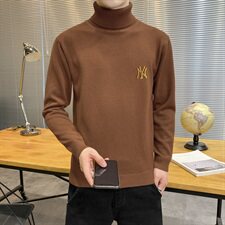秋冬可翻高领毛衣男NY纯色长袖男刺绣毛衫打底针织衫黑M251P33，男装针织衫/毛衣，星座1207