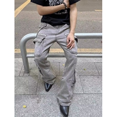 炮弹多口袋工装牛仔裤男小众潮牌做旧设计感宽松阔腿裤子NQ37，男装牛仔裤，星座1116A（原606A-3）