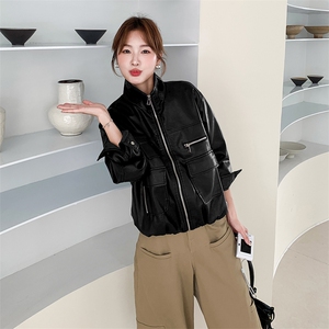 减龄气质咖色皮衣外套女春秋2025新款小个子巨好看韩系漂亮PU夹克图片