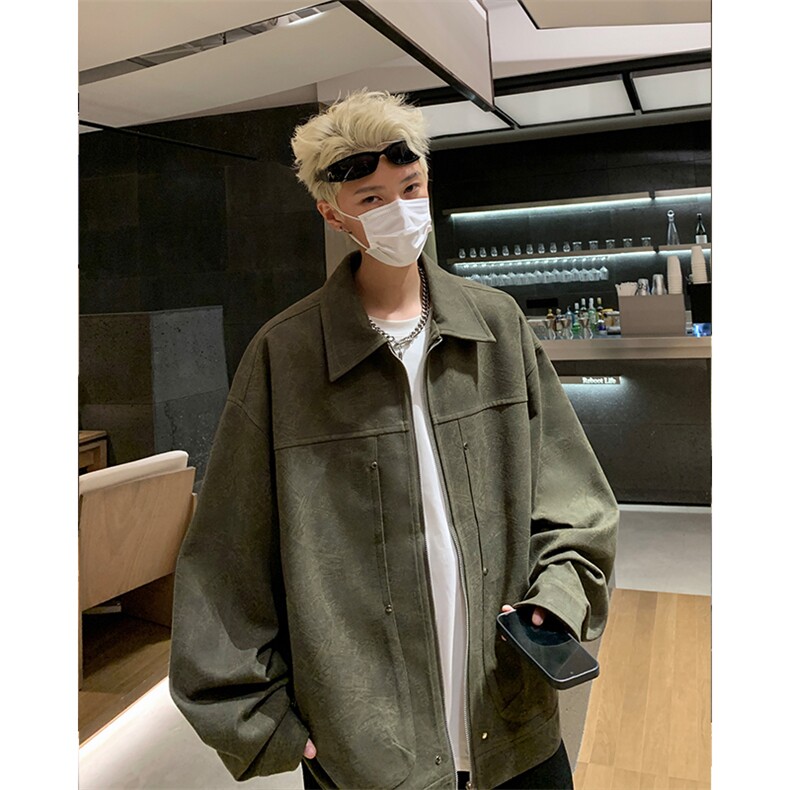 潮牌美式铆钉夹克秋款仿麂皮工装美拉德夹克外套504-W29-P75,男装夹克,星座504