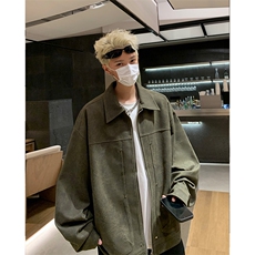 潮牌美式铆钉夹克秋款仿麂皮工装美拉德夹克外套504-W29-P75，男装夹克，星座504