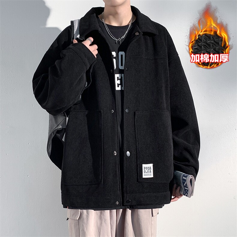冬新款美式单排扣立体贴袋棉服外套男加棉加厚夹克J501J加棉图片