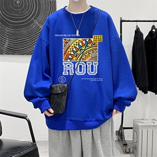 5XL华夫格卫衣男大码胖子圆领长袖t恤HW76370-P30加绒款-P40，男装卫衣，电商A040