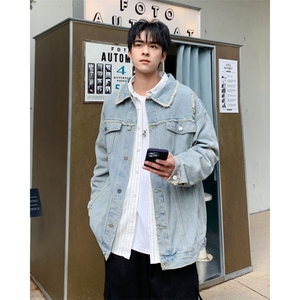 春秋季高质量新款男款牛仔夹克外套牛仔时尚潮流日系图片
