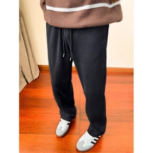 弯刀卫裤男秋冬款加绒加厚美式阔腿休闲裤男士重磅宽松直筒运动裤图片