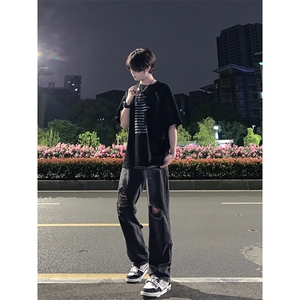 B221 美式ins高街暗黑系小众拉链直筒牛仔裤 LK23073-P65 控88图片