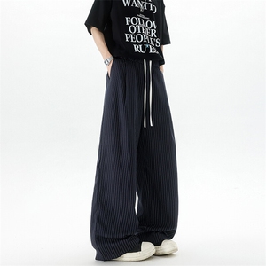 8XL-M假两件双腰山本裤条纹休闲西裤男夏宽松大码阔腿裤KZ052P60
